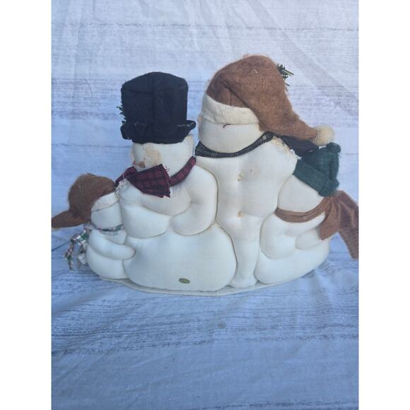 Handmade Snowman Family Soft Sculpture Holiday Display – Vintage Country Style - Picture 2 of 2